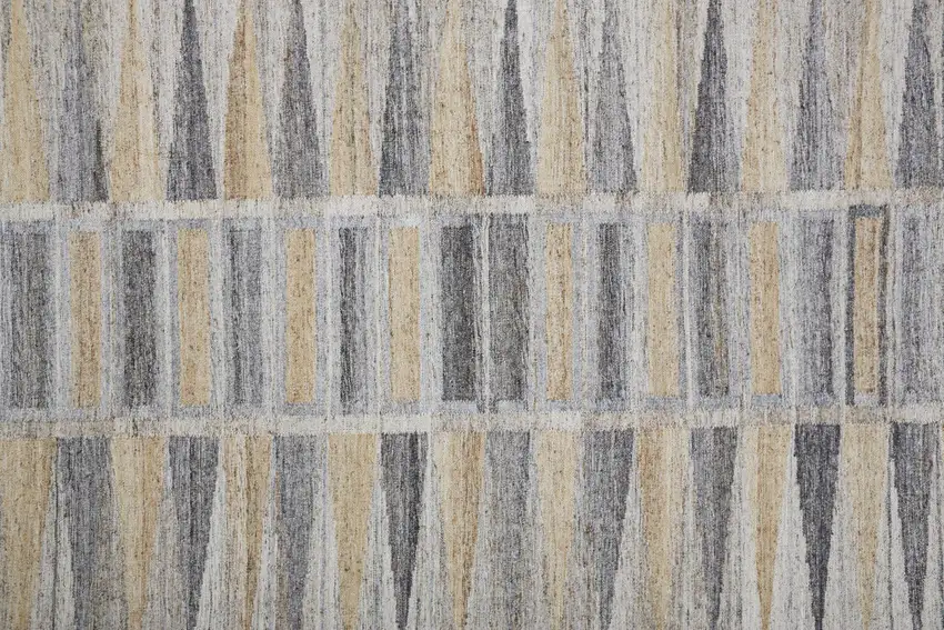 Gray Black And Brown Geometric Hand Woven Area Rug With Fringe Photo 7