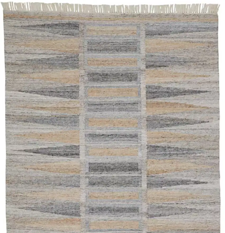 Tan Gray And Taupe Geometric Hand Woven Stain Resistant Area Rug With Fringe Photo 5