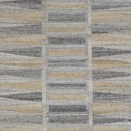 Gray Black And Brown Geometric Hand Woven Area Rug With Fringe Photo 3