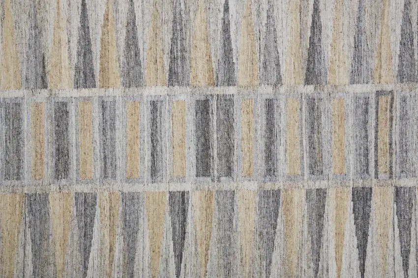 Tan Gray And Taupe Geometric Hand Woven Stain Resistant Area Rug With Fringe Photo 7