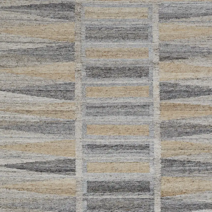 Tan Gray And Taupe Geometric Hand Woven Stain Resistant Area Rug With Fringe Photo 3