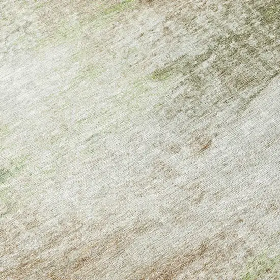 Tan Green And Beige Abstract Washable Indoor Outdoor Area Rug Photo 1