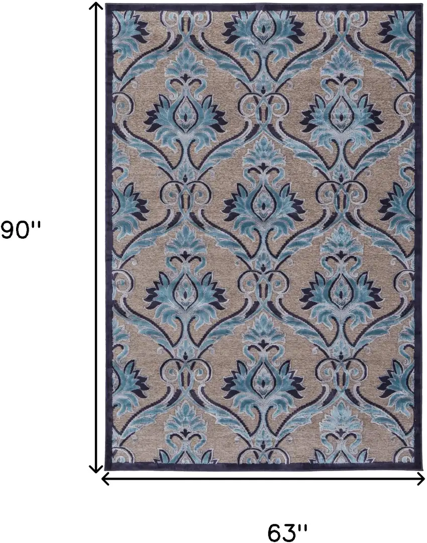 Tan Green and Taupe Floral Power Loom Area Rug Photo 3