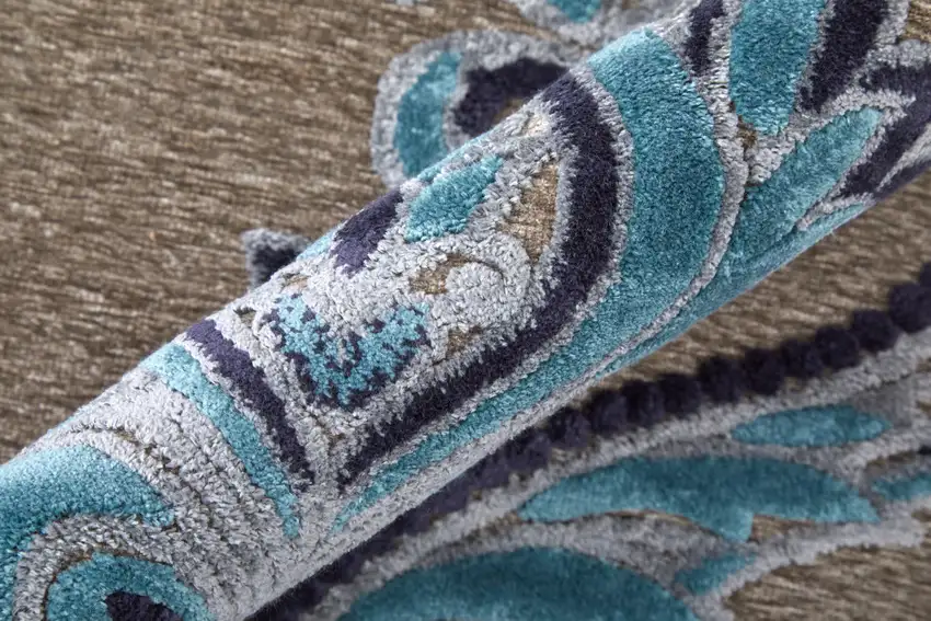 Tan Green and Taupe Floral Power Loom Area Rug Photo 9