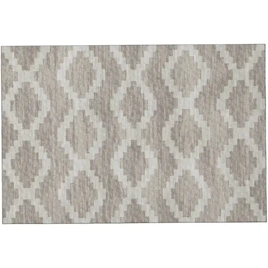 Tan Ivory And Beige Tribal Washable Area Rug With UV Protection Photo 2