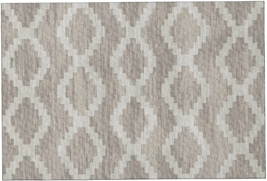 Tan Ivory And Beige Tribal Washable Area Rug With UV Protection Photo 2