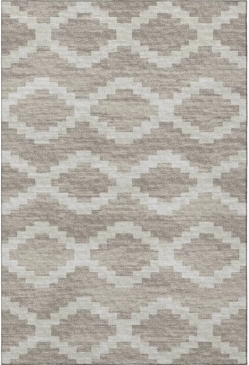 Tan Ivory And Beige Tribal Washable Area Rug With UV Protection Photo 6