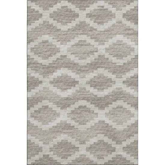 Tan Ivory And Beige Tribal Washable Area Rug With UV Protection Photo 2