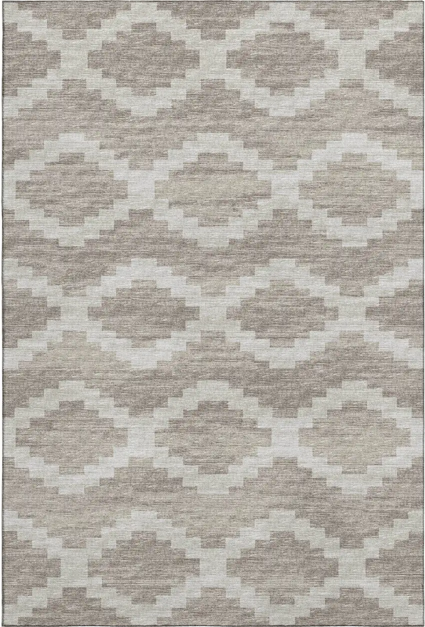 Tan Ivory And Beige Tribal Washable Area Rug With UV Protection Photo 2