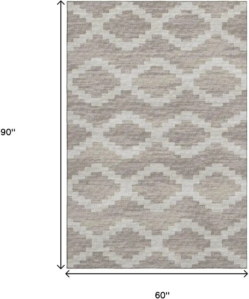 Tan Ivory And Beige Tribal Washable Area Rug With UV Protection Photo 6