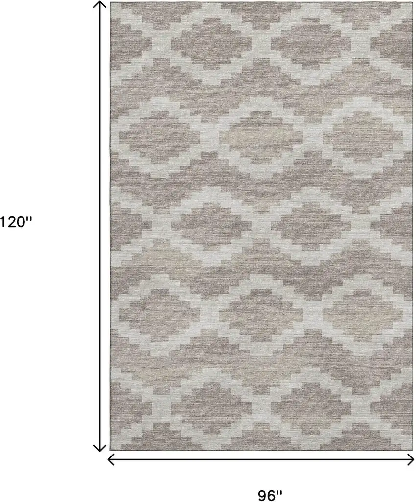 Tan Ivory And Beige Tribal Washable Area Rug With UV Protection Photo 3