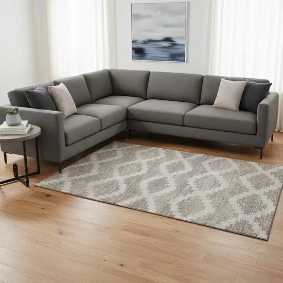 Tan Ivory And Beige Tribal Washable Area Rug With UV Protection Photo 1