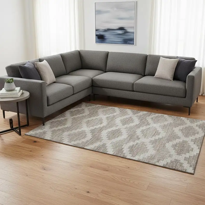 Tan Ivory And Beige Tribal Washable Area Rug With UV Protection Photo 1