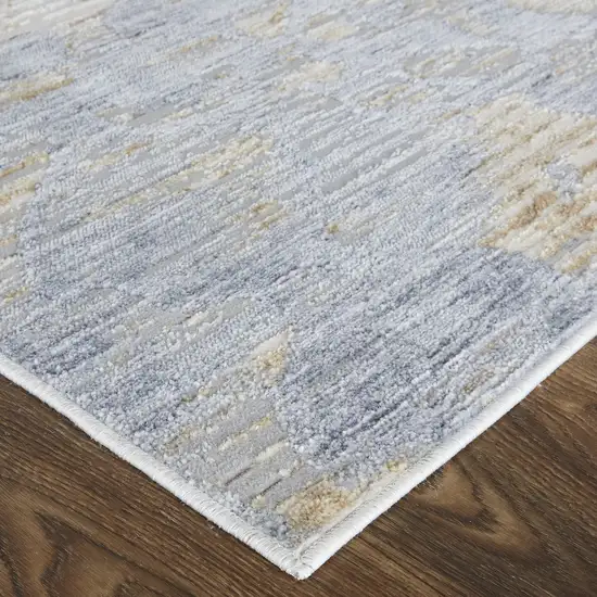 Ivory Tan And Blue Abstract Distressed Area Rug Photo 9