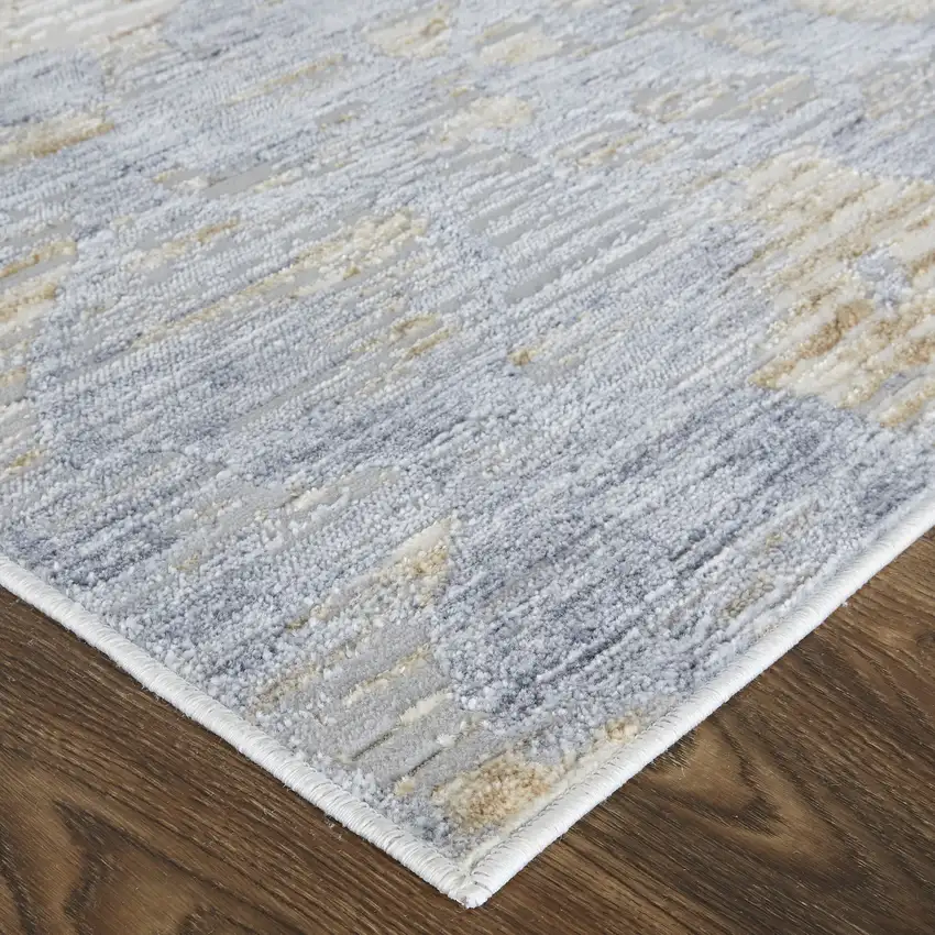 Ivory Tan And Blue Abstract Distressed Area Rug Photo 9
