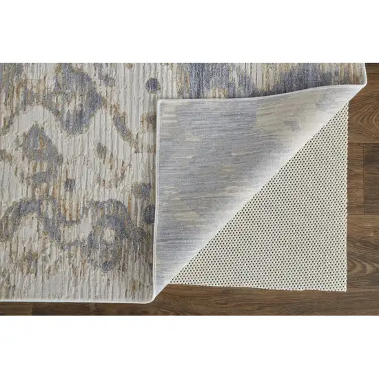 Ivory Tan And Blue Abstract Distressed Area Rug Photo 4