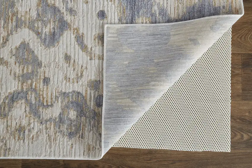 Ivory Tan And Blue Abstract Distressed Area Rug Photo 4