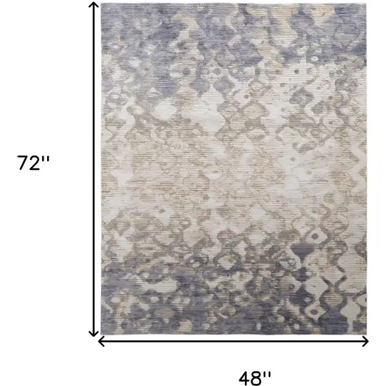 Ivory Tan And Blue Abstract Distressed Area Rug Photo 3