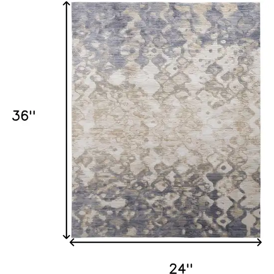 Ivory Tan And Blue Abstract Distressed Area Rug Photo 3