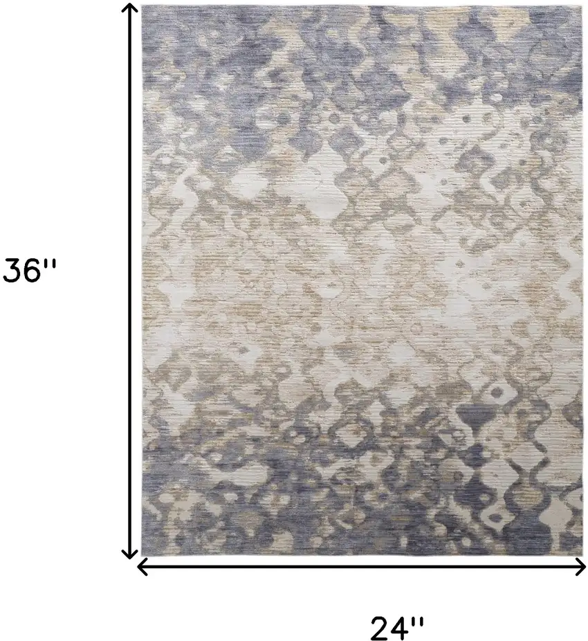Tan Ivory And Blue Abstract Power Loom Distressed Area Rug Photo 10