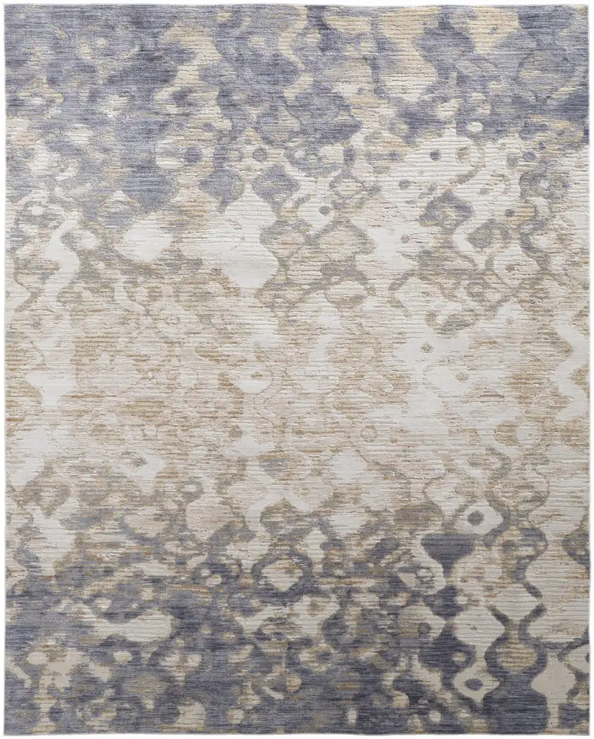 Ivory Tan And Blue Abstract Distressed Area Rug Photo 2