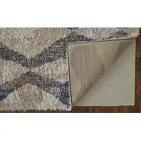 Photo of Tan Ivory And Blue Chevron Power Loom Stain Resistant Area Rug