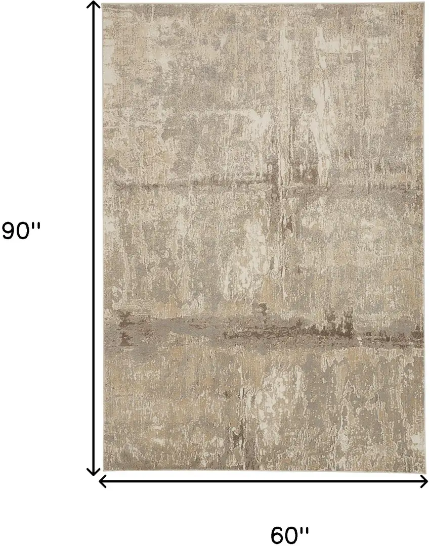 Tan Ivory And Brown Abstract Area Rug Photo 8