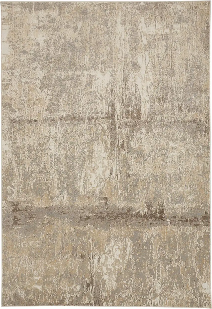 Tan Ivory And Brown Abstract Area Rug Photo 1