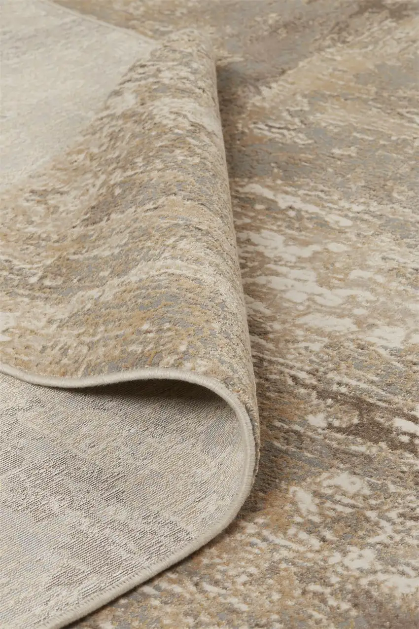Tan Ivory And Brown Abstract Area Rug Photo 7