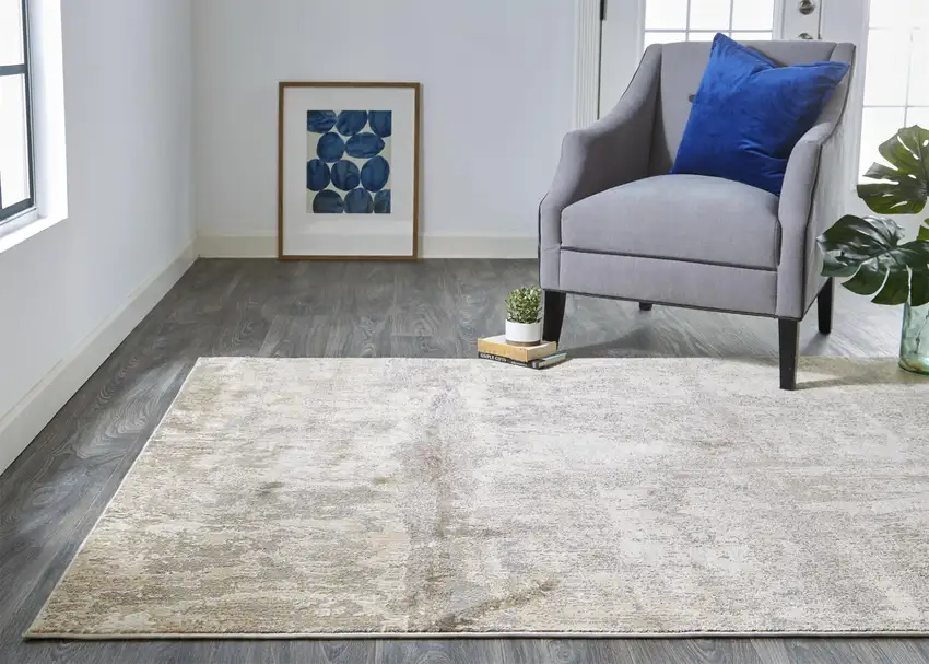 Tan Ivory And Brown Abstract Area Rug Photo 5