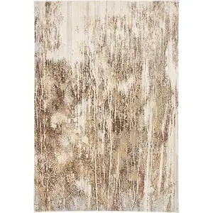 Photo of Tan Ivory And Brown Abstract Area Rug