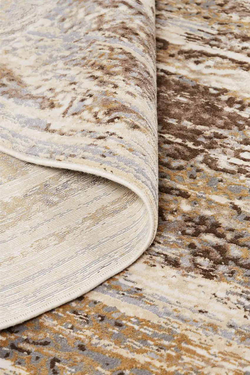 Tan Ivory And Brown Abstract Area Rug Photo 5