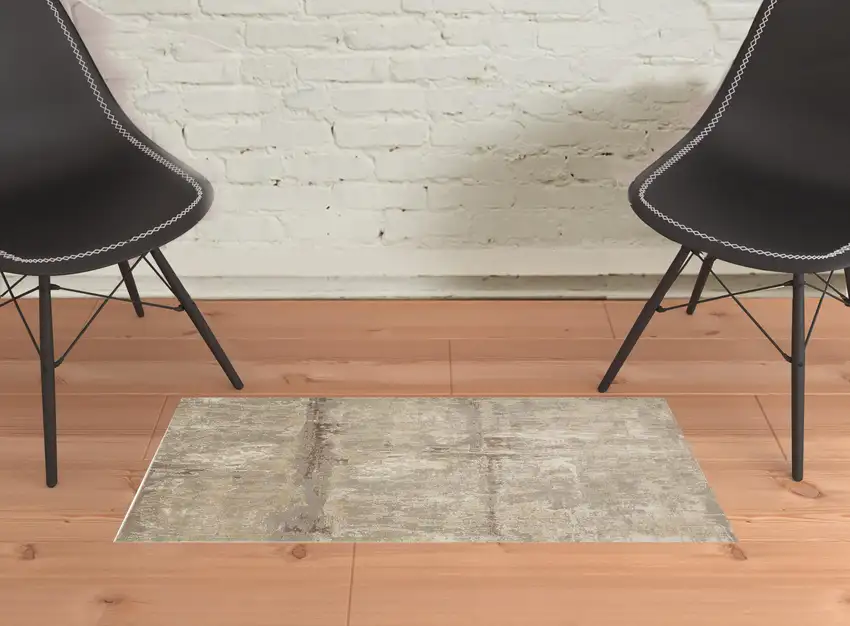 Tan Ivory And Brown Abstract Area Rug Photo 2