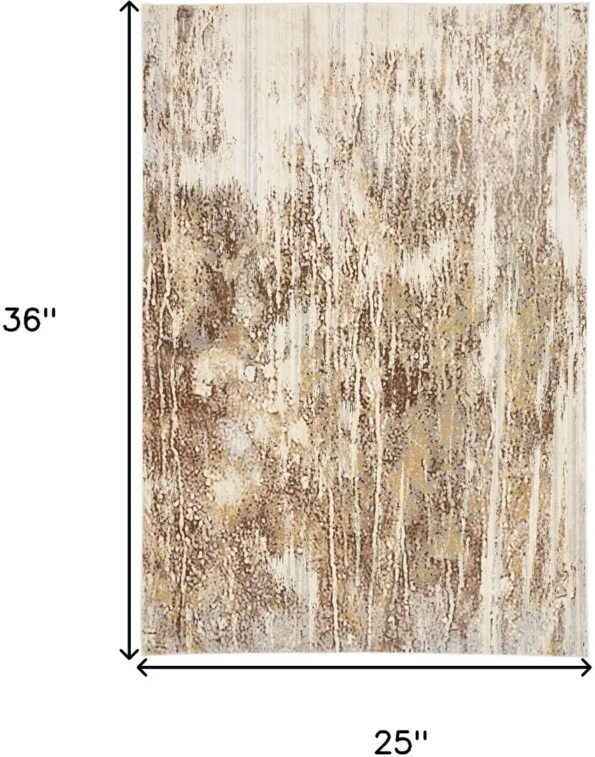 Tan Ivory And Brown Abstract Area Rug Photo 4