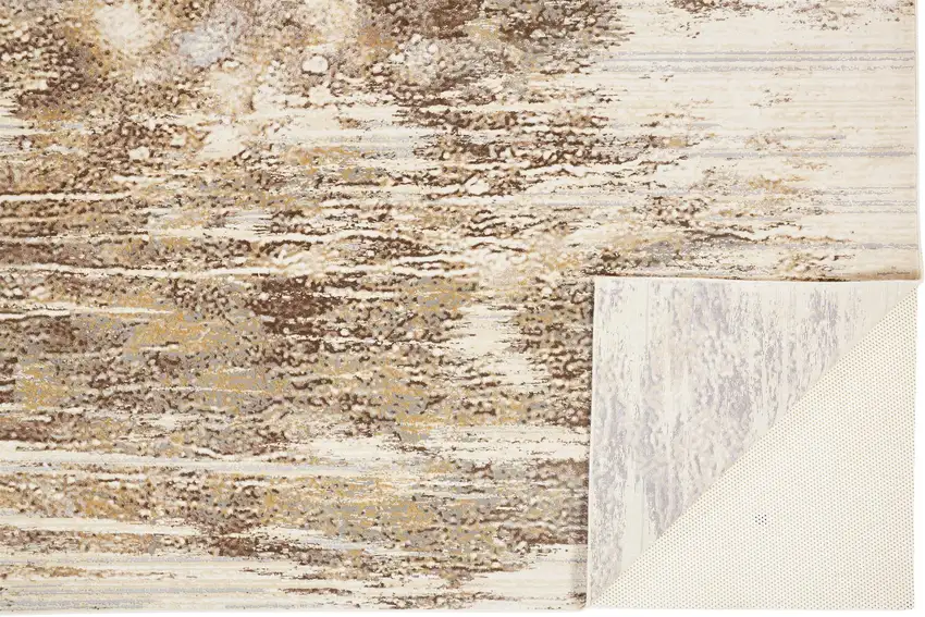 Tan Ivory And Brown Abstract Area Rug Photo 3