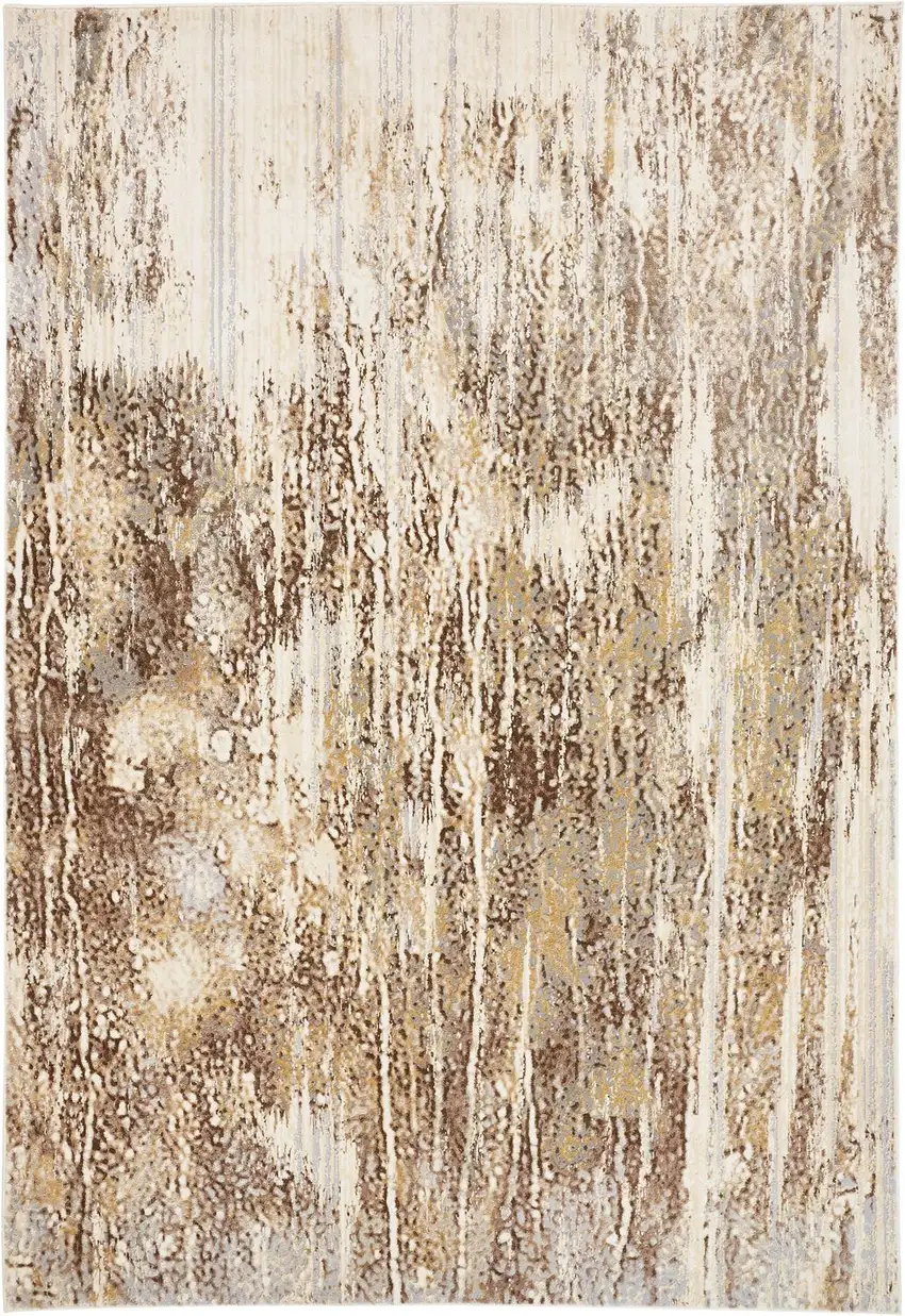 Tan Ivory And Brown Abstract Area Rug Photo 1