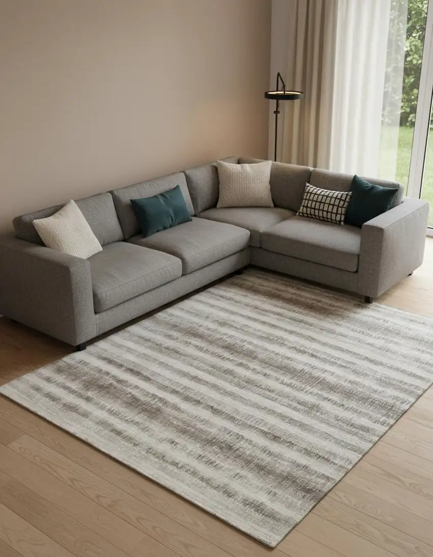 Tan Ivory And Brown Abstract Hand Woven Area Rug Photo 1