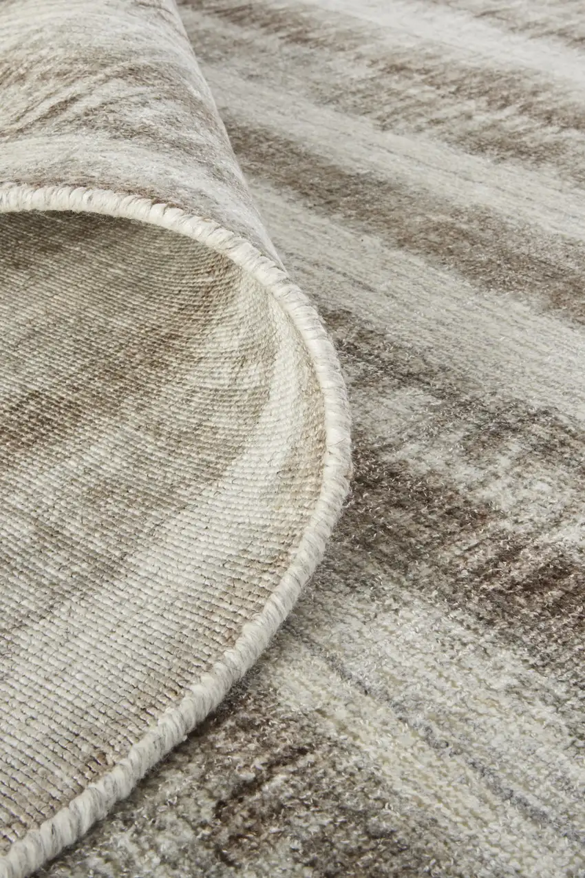 Tan Ivory And Brown Abstract Hand Woven Area Rug Photo 9