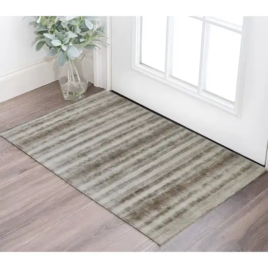 Tan Ivory And Brown Abstract Hand Woven Area Rug Photo 1