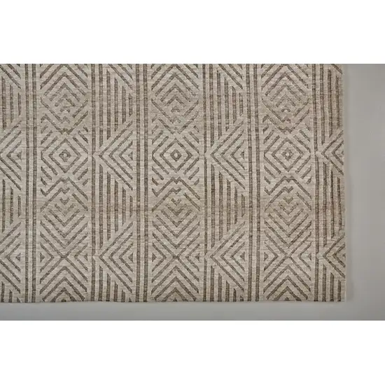 Tan Ivory And Brown Geometric Stain Resistant Area Rug Photo 9