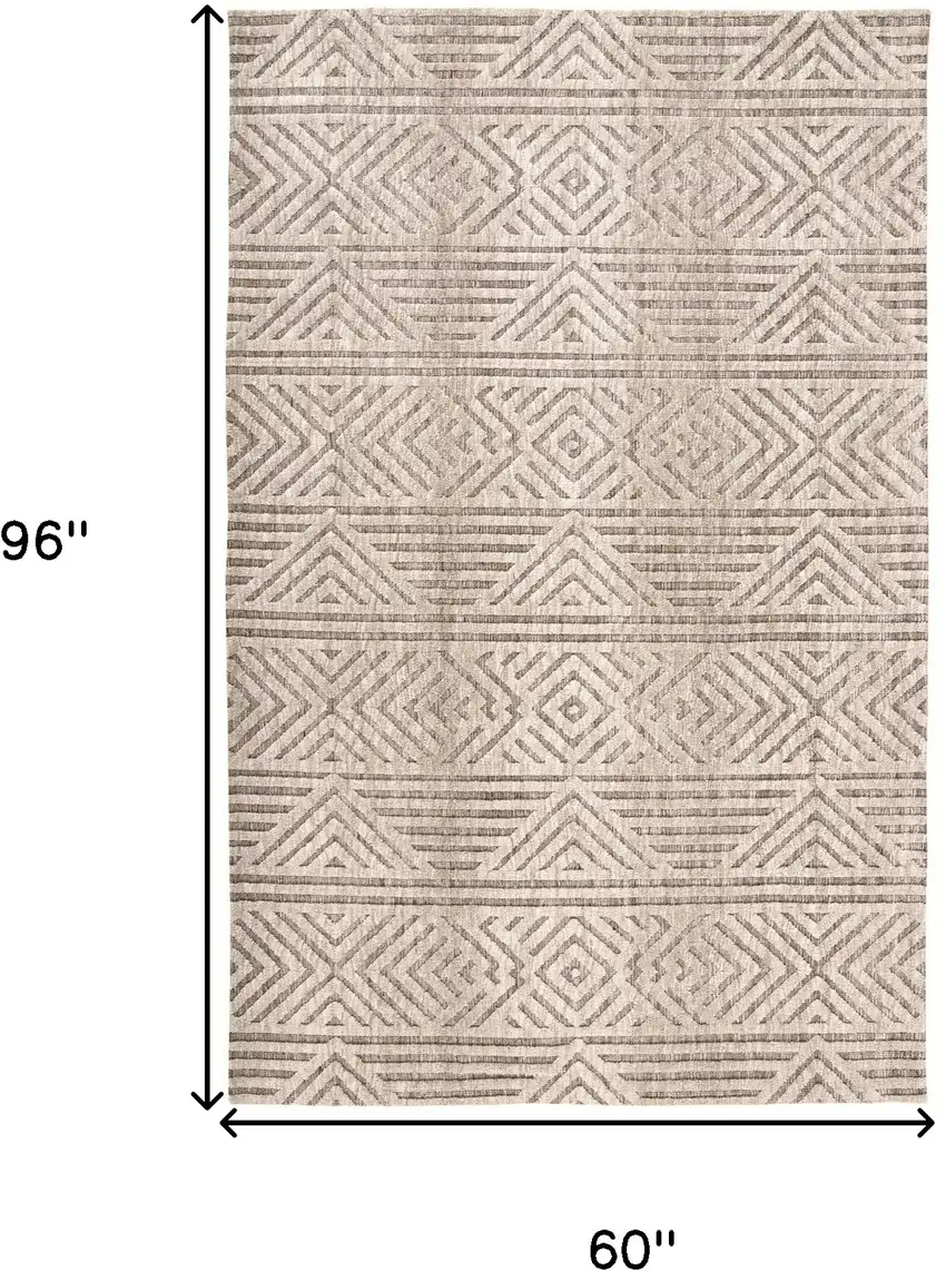Tan Ivory And Brown Geometric Stain Resistant Area Rug Photo 10