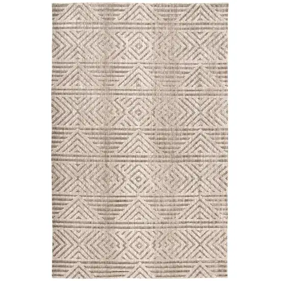 Tan Ivory And Brown Geometric Stain Resistant Area Rug Photo 2