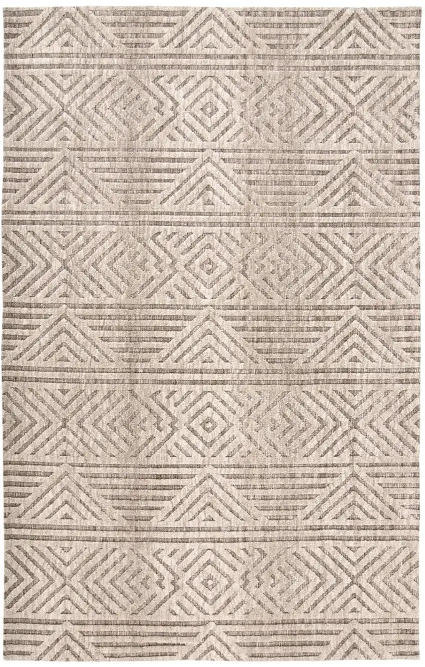 Tan Ivory And Brown Geometric Stain Resistant Area Rug Photo 2