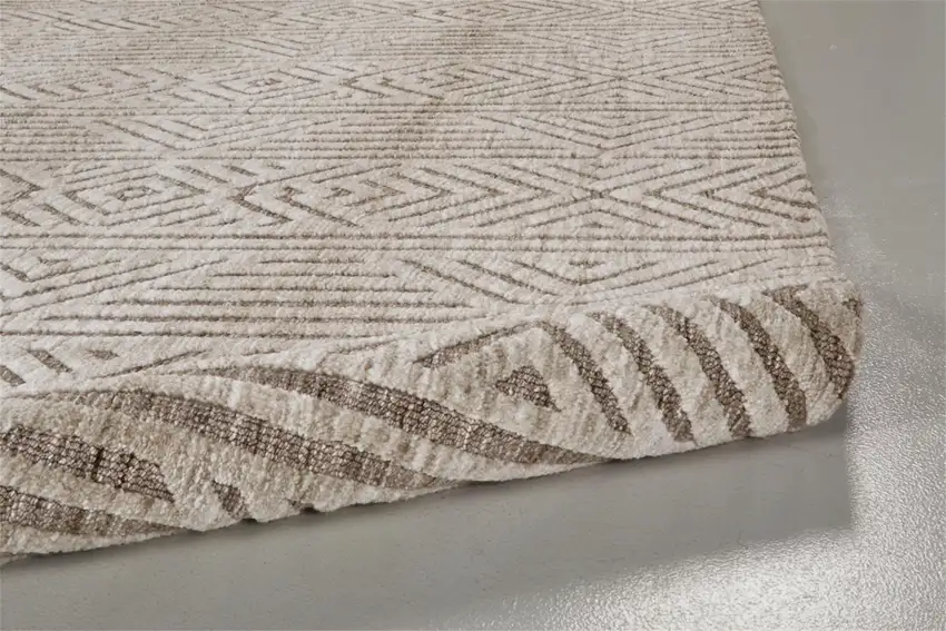 Tan Ivory And Brown Geometric Stain Resistant Area Rug Photo 6