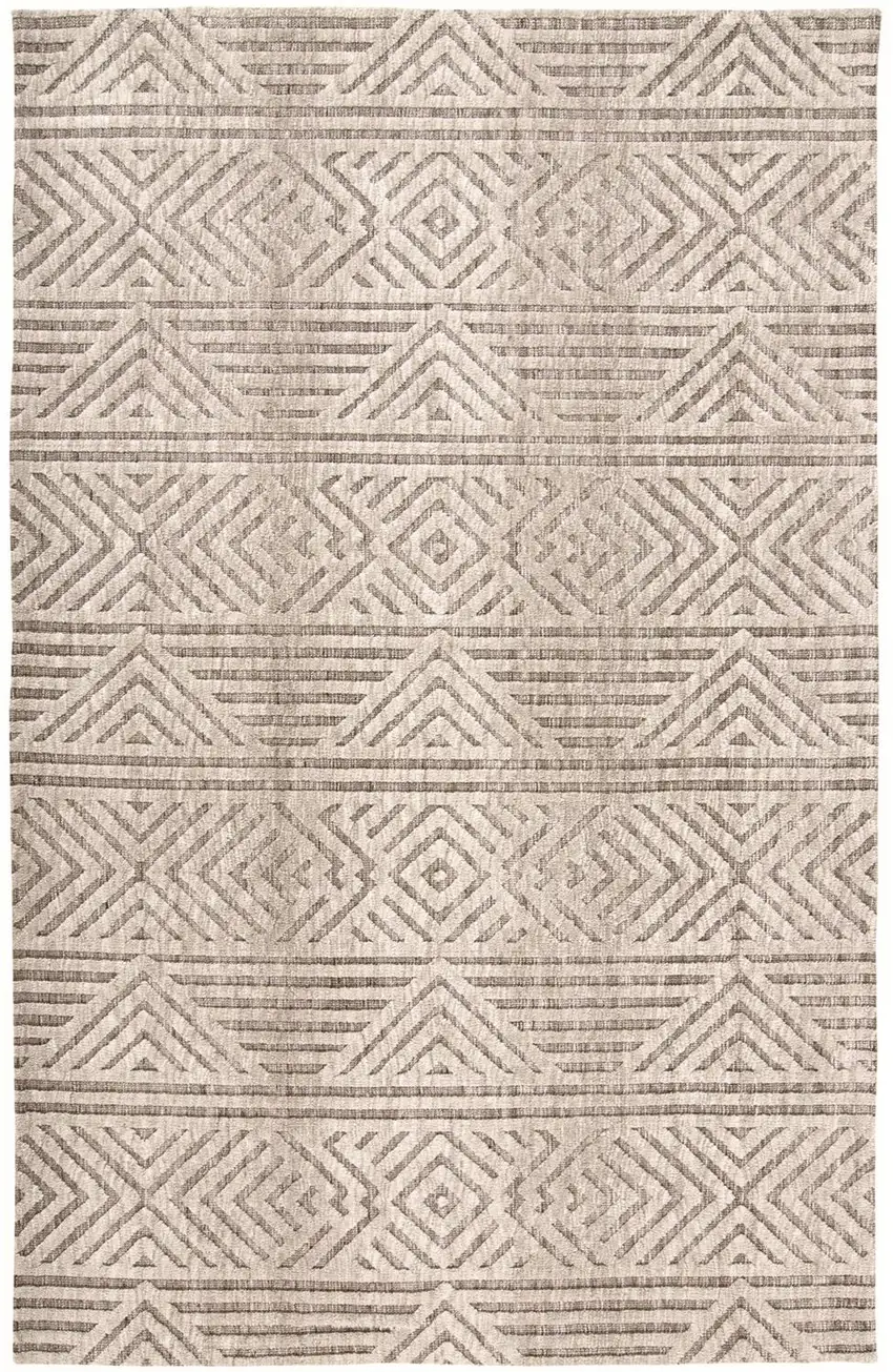 Tan Ivory And Brown Geometric Stain Resistant Area Rug Photo 1