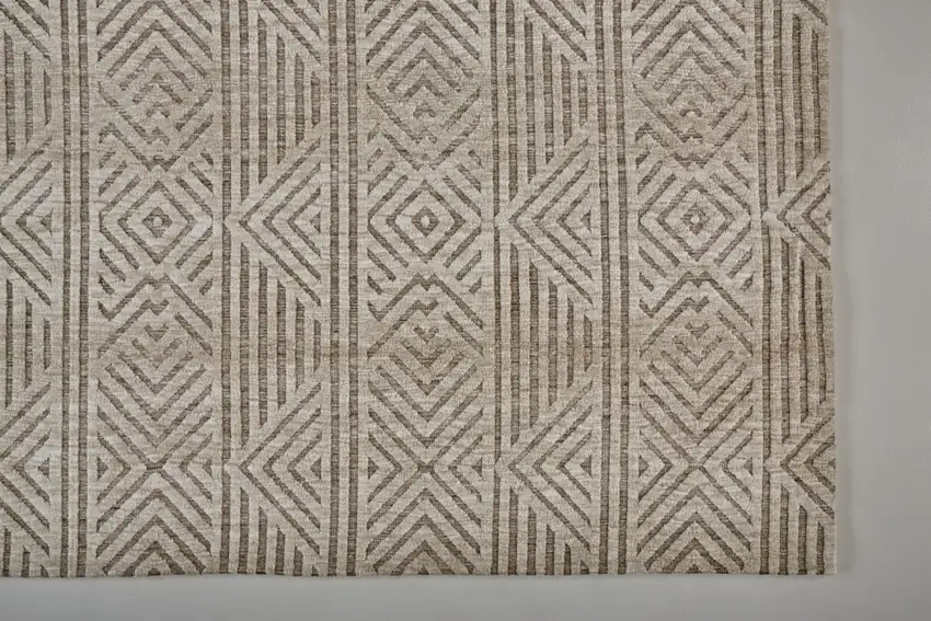 Tan Ivory And Brown Geometric Stain Resistant Area Rug Photo 9