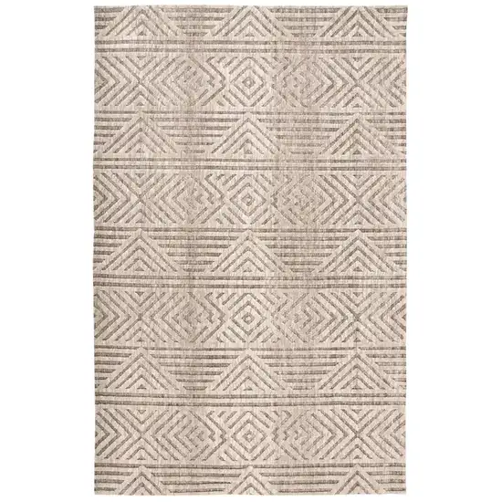 Tan Ivory And Brown Geometric Stain Resistant Area Rug Photo 2