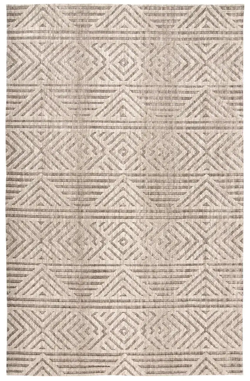 Tan Ivory And Brown Geometric Stain Resistant Area Rug Photo 2