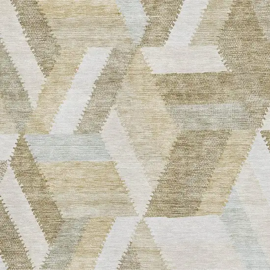 Tan Ivory And Brown Geometric Washable Area Rug With UV Protection Photo 2