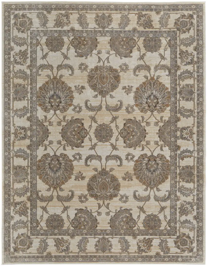 Tan Ivory And Brown Power Loom Area Rug Photo 1